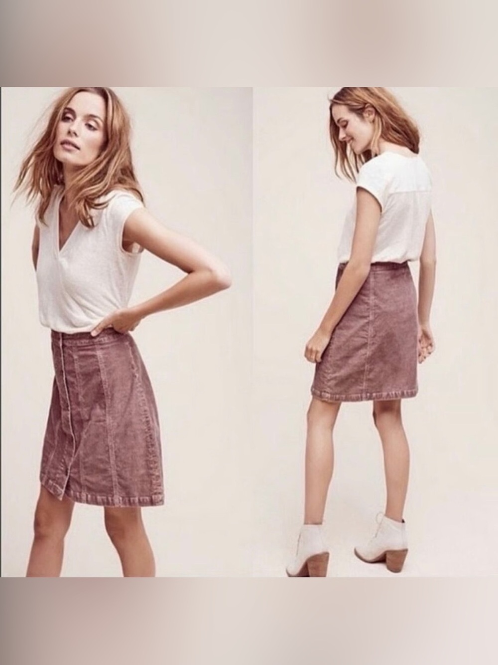 Anthropologie Pilcro and the Letterpress Corduroy Gallery Button Skirt 4 NWT